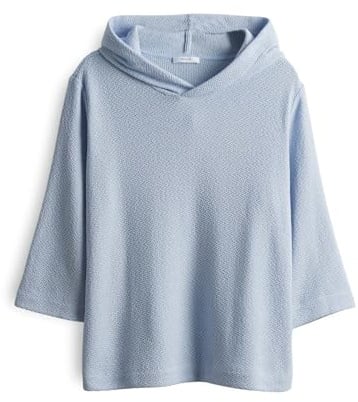 OPUS Damen Dreiviertelarmshirt | Kapuzenshirt SUKUFI Structure Regular in Strickoptik Oxford Blue, 40