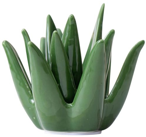 FRYSKYO Aloe Plant Ring Holder, Ceramic Plant Jewelry Display Holder, for Women, Mum Friend Birthday Wedding Valentines Day Present, Green Aesthetic Ring Stand Organizer Gift Home Decor