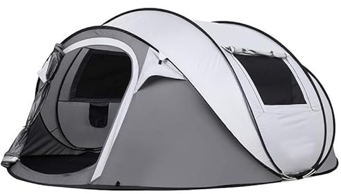 Instant Pop Up Campingzelt 5-6 Personen Zelt Automatisches Aufstellen Zelt mit 2 Belüftungs-Mesh-Fenstern Wasserdicht Sonnenschutz Familienzelt Tragbares Leichtes Kuppelzelt für Outdoor Strand Camping