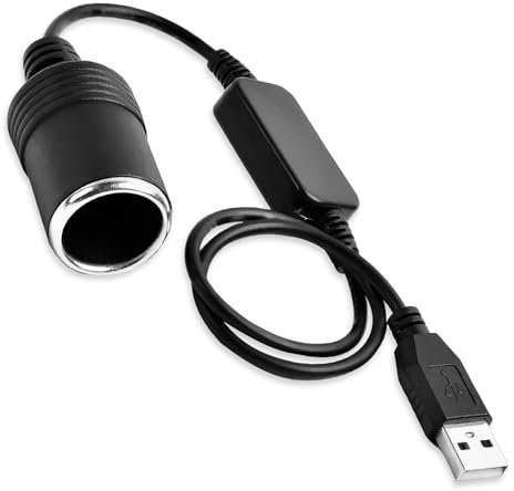 5V USB a Maschio a 12V Adattatore Presa Accendisigari, Adattatore Accendisigari Femmina a Cavo USB Maschio, 1.2M Cavo Convertitore Usb per Dashcam GPS DVR Cane Elettronico