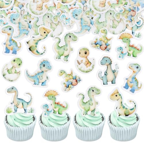 40 Stück Essbare Cartoon Dinosaurier Cupcake Topper Grüner Dinosaurier Baby Tortendeko Essbare Kuchen Dekoration für Babyparty Kinder Dinosaurier Thema Geburtstag Kuchen Dekoration
