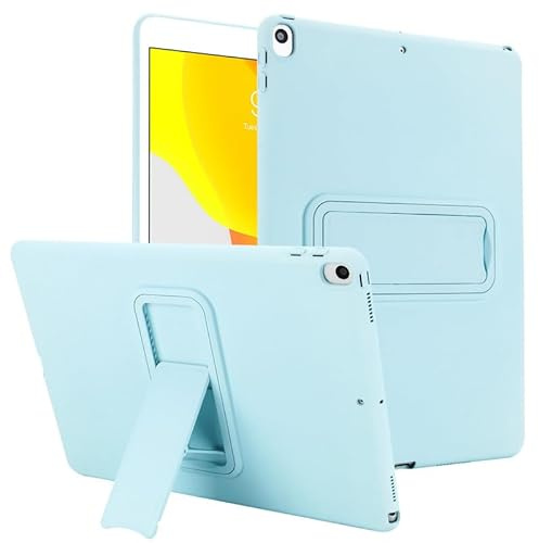 Coque pour iPad Air 3 (modèle 2019 3ème génération 10,5 pouces) et iPad Pro 10,5 (2017), coque en silicone TPU souple, avec béquille, fine et légère, housse de protection antichoc bleu clair