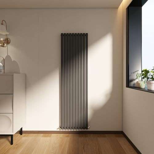 Vertical Designer Column Radiator, 1800x590mm Column Radiator Anthracite Oval Column, Single Panel Tall Upright Heater for Living Room, Central Heating Heater, Grey Radiator, Wall Mounted Rads
