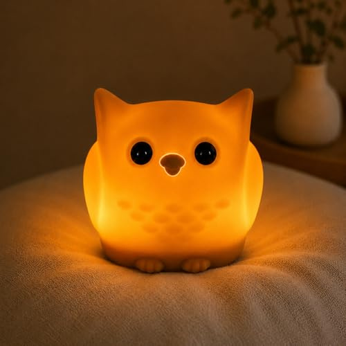 Winkee Tiny Nachtlicht Baby, LED Nachtlicht Kinderzimmer, Dimmbares Stilllicht mit Touch, USB wiederaufladbar, Nachtlampe Babyzimmer (EULE LUMI)