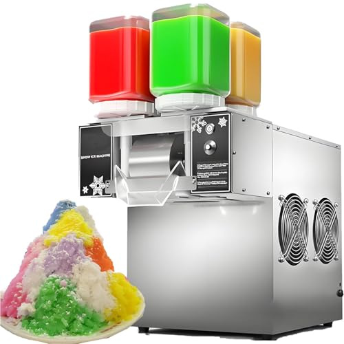 DowPie Machine à glaçons en Flocons Haute Performance, Machine à Glace pilée et à Granita Professionnelle, Ventilateurs de Dissipation de Chaleur pour Un Fonctionnement Stable 220V-124FD