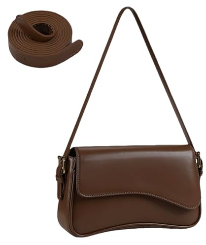 GWAWG Damen Leder Umhängetasche Mini Tote Bag Kleine Antik Weich Leder Umhängetasche Klassisch Damen Mini Kette Tasche (Coffee)