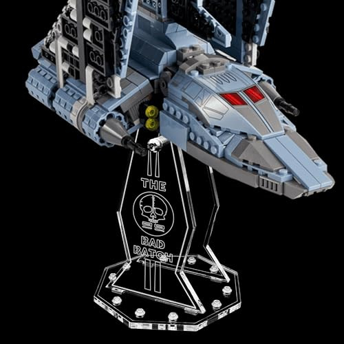 Lieblingsmensch Premium Gravur Acryl Display Ständer kompatibel zu Lego 75314 The Bad Batch | 5mm Halterung | Hochwertiger Präsentationsständer | Schwebender Effekt | Drehbar & Neigbar | Nur Ständer