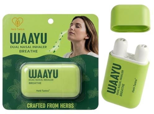 Herb Tantra WAAYU Breathe Dual Nasal Inhaler Stick – Aromatherapy Essential Oil Inhaler with Menthol, Peppermint, Eucalyptus Essential Oils, Pocket-Sized Nasal Freshness for Breathing