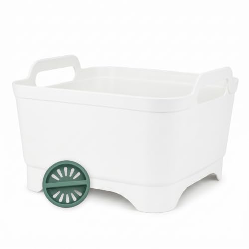 EVERGOODS Washing Up Bowl with Plug & Strainer, Collapsible Sink Basin, Large Multi-Purpose Washing Up Bowl for Kitchen Sink, Fruit & Vegetable Wash, Camping & Home Use (White)