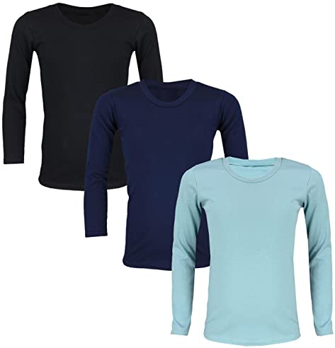 TupTam Kinder Langarmshirts 3er-Pack – 100% Baumwolle, Unisex, Farbe: Farbenmix 2, Kinder Größe: 158