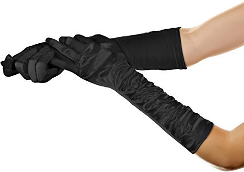 Balinco Lange Glamour Handschuhe in den Farben schwarz, weiß & rot zum 20er Jahre Damen Charleston Kostüm (Schwarz)