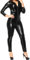 YouYaYaZ Damen(S-5XL) Neu Leder Body Babydoll Wetlook Dessous für Clubwear Nachtwäsche(Schwarz,5XL)