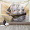 ABAKUHAUS maritim Wandteppich, Schiff auf Ozean aus Weiches Mikrofaser Stoff Waschbar ohne Verblassen Digitaldruck, 150 x 110 cm, Creme Braun