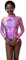 IWEMEK Damen Laser Metallic Langarm Ballett Tanz Trikot Leotard Glänzende Ballettanzug Ballettbody Tanzbody Lack Leder Bodysuit Wetlook Body Sport Gymnastik Turnanzug Top Kostüm Rosa 2XL