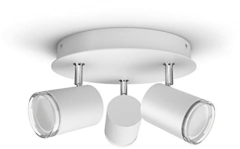 Philips Hue White Ambiance Adore, 3 Faretti da Bagno Smart, Base Rotonda, Bluetooh, 5.5 W, Bianco, Telecomando Dimmer Switch Incluso