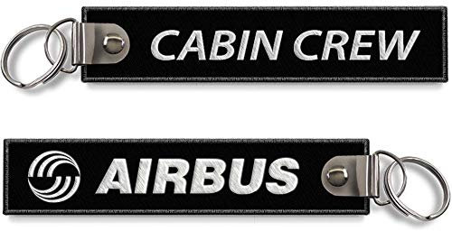 koolkrew Airbus Cabin Crew bestickter Schlüsselanhänger, Schwarz, Schwarz