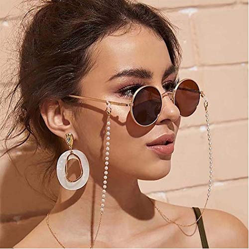 Bohend Einfach Perlen Sonnenbrillen Kette Gold Gesichtsmaskenkette Brillenkette Brillenzubehör Zum Brille und Sonnenbrille(1)