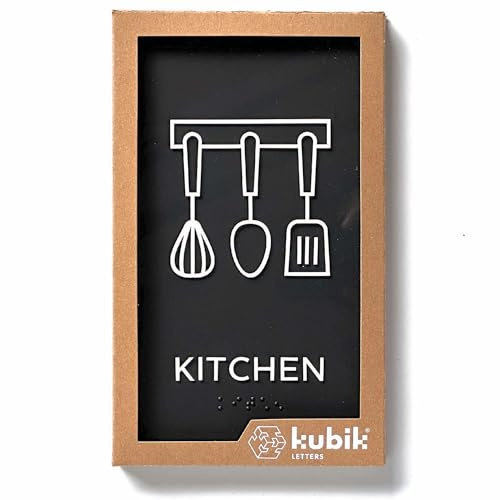 Kubik Letters Küchenschild, ADA-konform, modernes Design, Türschild mit Klasse 2 für Küche mit doppelseitigem 3M-Klebeband.