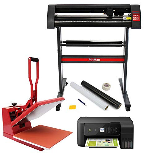 Monster Shop PixMax 38cm x 38cm T-Shirtpresse Hitzepresse Heisspresse Transferpresse Presse & Vinyl Schneideplotter Folienplotter Plotter & Sublimations-Drucker mit Zubehör und Roland Schneidemesser
