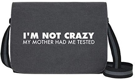 Not Crazy - Umhängetasche Messenger Bag für Geeks und Nerds mit 5 Fächern - 15.6 Zoll, Schwarz Anthrazit