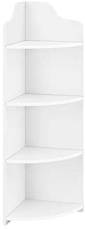 [en.casa] Eckregal Bjurholm Badregal stehend mit 4 Ebenen WPC Badezimmerregal Weiß Standregal 90 x 28 x 28 cm offenes Regal Küchenregal