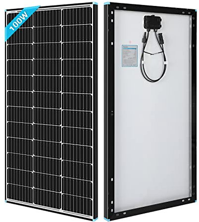 Renogy 100 W Solarpanel, 12 Volt, monokristallin, schlank, mit hocheffizientem Modul, PV-Strom, Wohnmobil, Boot, netzunabhängig, Rahmen, 100 W, schwarzer Rahmen