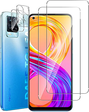 GEEMEE für Realme 8 Pro Pantalla de Protector de Lente de cámara,【2 Pack + 2 Pack 】 Cristal Templado Película Vidrio Templado 9H Alta Definicion Glass Screen Protector -Transparente