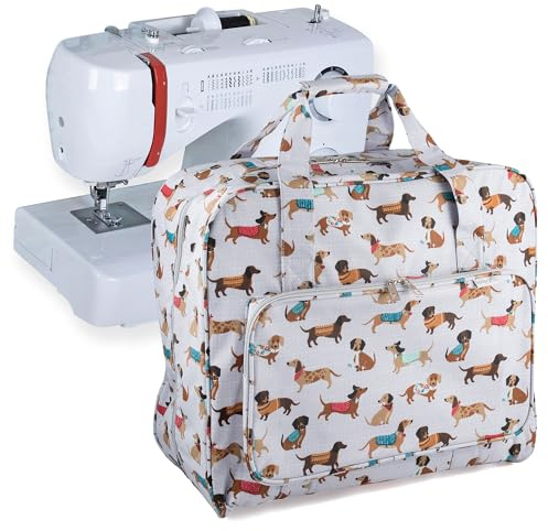 Hobby Gift Sewing Machine Bag - Heavy Duty Padded Carry Bag with Zip Closure, Water-Resistant Large Sewing Bags and Storage for Supplies - 20 x 44 x 38cm, Sausage Dog