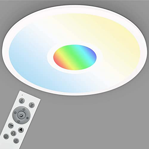 TELEFUNKEN - LED Panel, LED Deckenleuchte, Deckenlampe dimmbar, inkl. Fernbedienung, RGB-Innenbereich, 22 Watt, 2200lm, Timerfunktion, 450x63mm (DxH) 319306TF Weiß