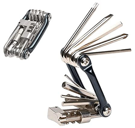 Aiqeer 11 in 1 Fahrrad Reparatur Werkzeug, Fahrrad Multitool, Mini Fahrradwerkzeug (Schwarz)