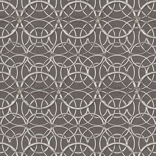 Profhome Ornament Tapete 370495-GU Vliestapete silber grau 0,70 m x 10,05 m / 7,035 m2