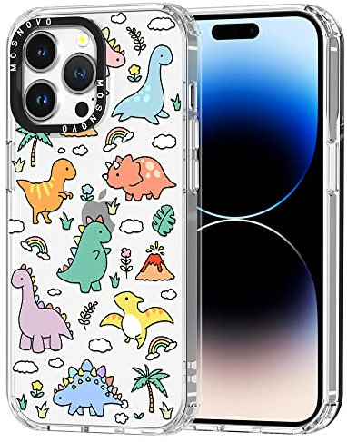 MOSNOVO für iPhone 14 Pro Max Hülle – Durchsichtige, schlanke, stoßfeste TPU+PC-Handyhülle, [6,6 Fuß Fallschutz/Anti-Abziehen] - Dinosaurierland
