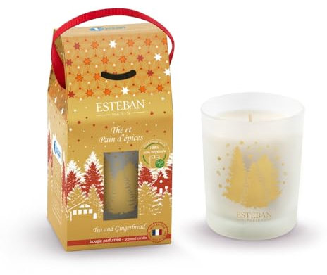 Esteban - Nachfüllbare Duftkerze 180 g - Duft Tee und Lebkuchen - Hochwertiges Wachs - Handgefertigt - Über 35 Stunden Duft - 98% natürliche Inhaltsstoffe