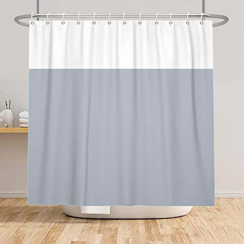 SDOTPMT 105x160cm Grau Weiß Zweifarbig Duschvorhang Klassisch Traditionell Badvorhang Minimalistisch Thema Dusche Vorhang für Badezimmer Polyester mit Haken