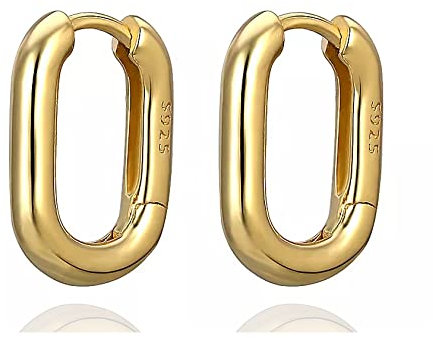 VICKWOOD Creolen Klein Eckig 15 mm Damen Ohrringe Echt 925 Silber Vergoldet mit 18K in Gold/Silber Schmuck Geschenk für Frauen (Gold)