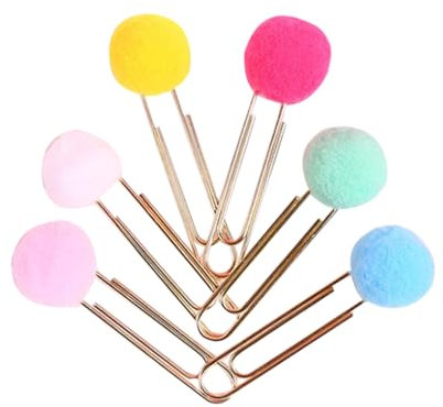 Operitacx 30 Stück Clip-Pompons Neuheit Pom-Karten Für Planer Plüsch Memo-Clips Sammelalbum Kugel Papier Gemischt Kawaii Metall Lesezeichen Notizbuch Dekoration