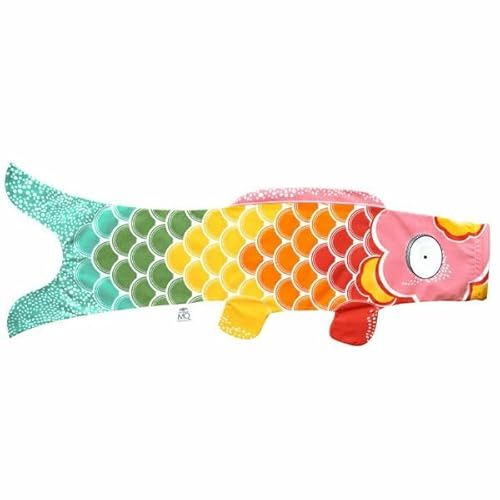 Madame MO Koinobori Koinobori Bio-Baumwolle, klein, Regenbogen, 70 cm