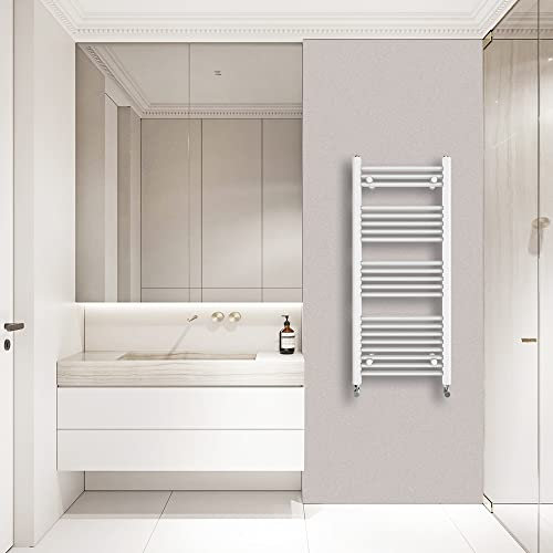 WarmeHaus Radiador de toallero de radiador recto blanco 1150 x 500 mm radiadores de calefacción central para baño cocina