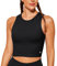 BAYDI Sports Bra Removable Padded Crop Tops High Neck Tank Tops with Built in Bra Longline Yoga Workout Top Black