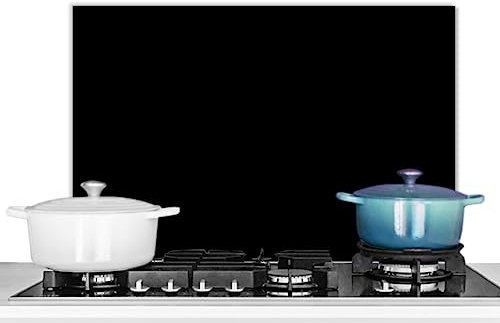 KitchenYeah© Küchenrückwand Platte Spritzschutz Küche Deko Aluminium Platte Spritzschutz Herd Alternative für GlasplatteSchwarz - Muster - Massiv - Schwarz - Dunkel - 70x50 cm