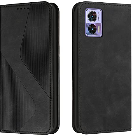 Mo-Somnus Kompatibel mit Motorola Moto Edge 30 Neo/Edge 30 Lite Hülle, Schutzhülle Moto Edge 30 Neo/Edge 30 Lite, Magnet PU Leder Tasche Handyhülle Moto Edge 30 Lite Klappbar Klapphülle (Schwarz)