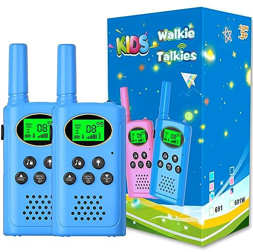 TUCHUNME Walkie Talkies para niños 2 Piezas,Juguetes de Interior y Exterior,Largo Alcance 8 Canales de Radio de 2 vías con LCD Linterna y Pantalla,Regalos para 3-12 años de Edad Niños Niñas(Rosa)