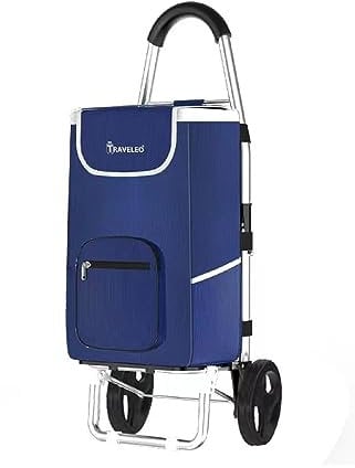 56 L Einkauf Trolley Einkaufswagen Shopping Trolley Tasche Aluminium Stabil Blau