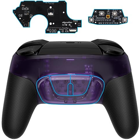 eXtremeRate Konfiguriert RISE4 Remap Kit für Nintendo Switch Pro Controller, Remap Board & Re-Design Rückseites Gehäuse & Back Paddles Buttons Zubehör für Switch Pro Controller-Transparent Lila