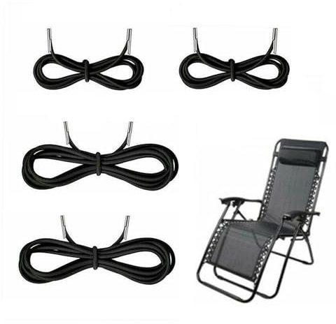 ZEHOYIC Liegestuhl Elastische Schnur, Gummischnur für Liegestuhl, Schwarz Gummibänder Ersatzteile Universal für Liegestuhl für Sonnenliege,Gartenliege, Strandliege (4 x 2.1 m + 4 x 1.35 m)