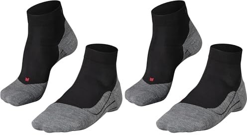 FALKE Herren Laufsocken RU4 Endurance Short, Synthetik, 1 Paar, Schwarz (Black-Mix 3010), 44-45 (Packung mit 2)
