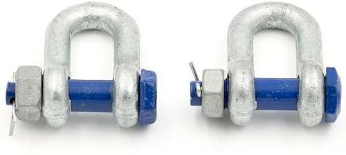 Manille 3,25t Capacité de Charge 2 Pièces Droite avec Boulons à Œil avec Écrou et Goupille Fendue - Manille Droite Forme DX - Manille en Acier à Haute Résistance Galvanisée à Chaud - Manille de Levage