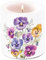 Ambiente Kerze Stumpenkerze Wachswindlicht 9 cm hoch Brenndauer ca 35h Blumen Frühling Sommer Garten Stiefmütterchen Dekorationskerze Serie pansies