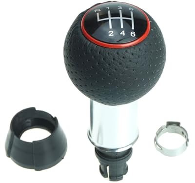 Newtown2700-parts perforierter Schaltknauf im A3-Look 6 Gang roter Ring mit 12mm Aufnahme