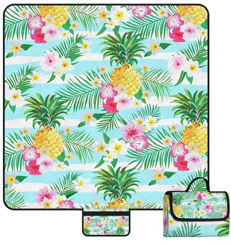 Picknickdecke Sandfrei, 200 x 200cm Groß Isoliert Wasserdicht Stranddecke für 4-6 Personen, Faltbare Picnic Blanket mit Tragegriff, Camping Strandmatte für Strand, Picknick, Wandern, Park, Reisen